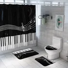 Клавиши пианино; Душ Шторы комплект коврики для ванной в виде скрипичного ключа, шторы с крючками для ванной Шторы s с крючками Нескользящие Коврики для туалета, домашний декор