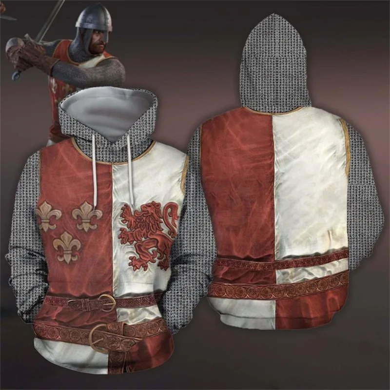 

3D All Over Printed armor Knights Templar Hoodie Harajuku Fashion Hooded Sweatshirt Cosplay costume Autumn Unisex hoodies SJ-555