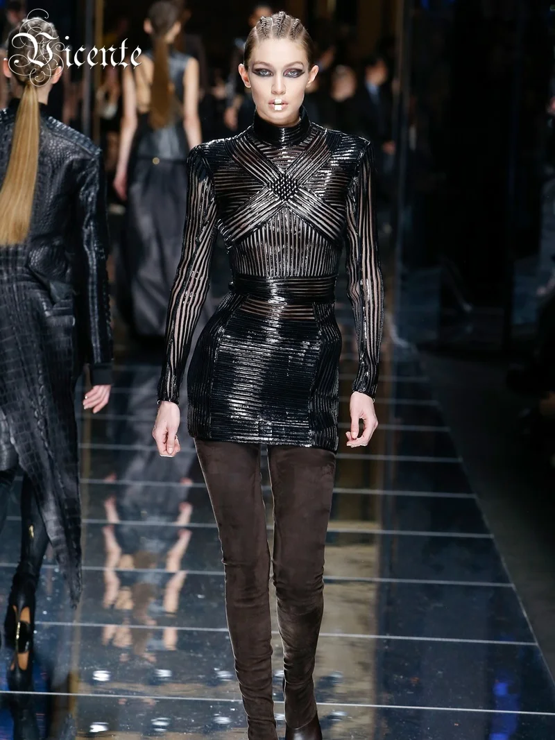 Мини платье в полоску с длинным рукавом мини знаменитостей новинка 2020|mini dress|dress