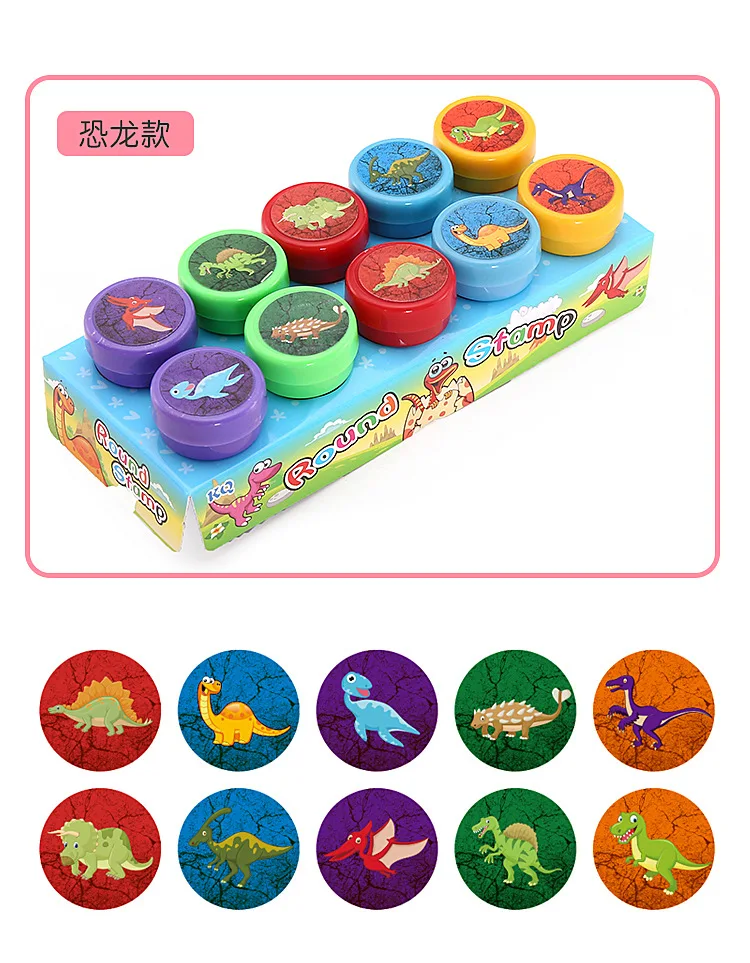 

10pcs/Set Children Education Toy Stamps Cartoon Animals Fruit Traffic Smile Kids Seal For Scrapbooking Photo Decor DIY Stamper