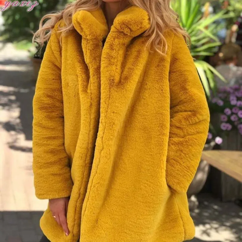 

2020 Winter Long Artificial Mink Thick Warm Fur Jacket Women Fashion Slim Fluffy Sheepskin Jackets Faux Fur Coat Woman Plus Size