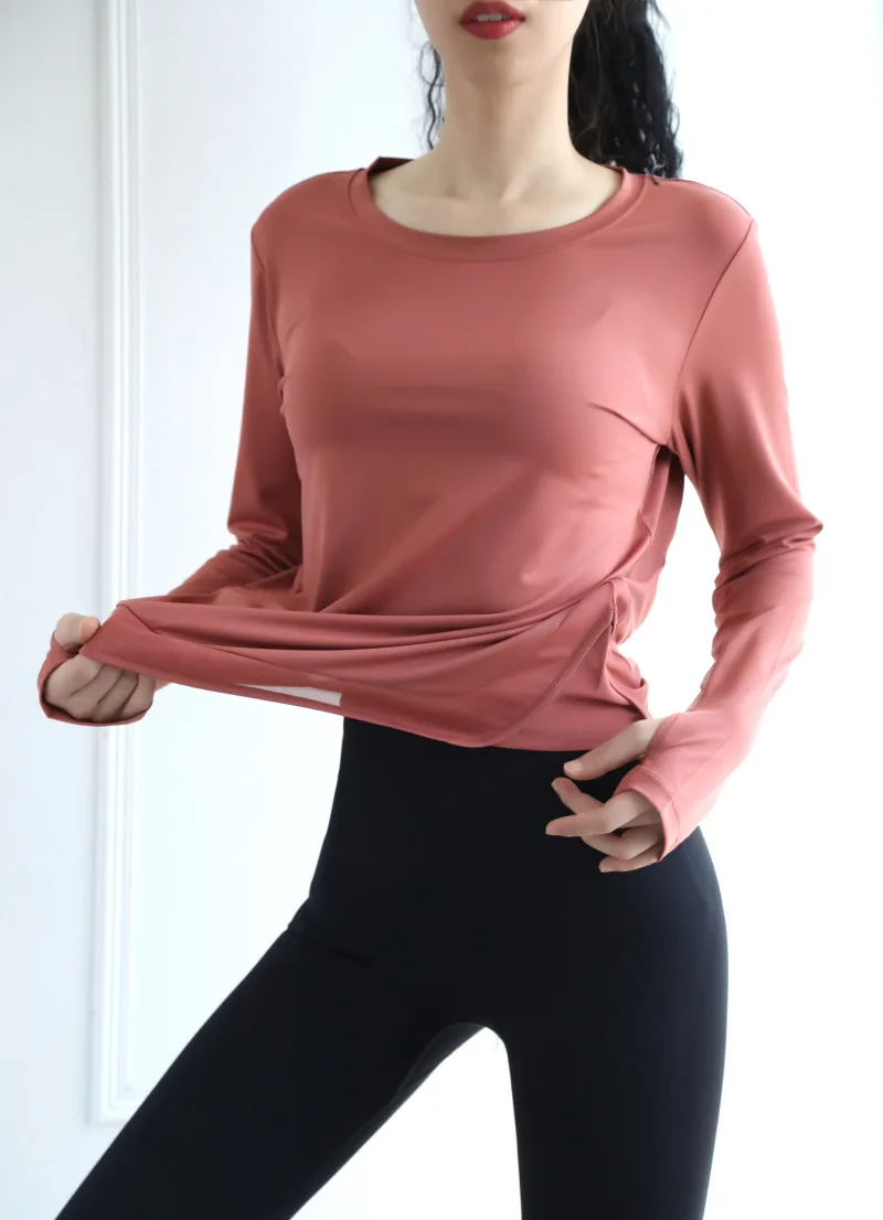 Женские топы Спортивные Свободные Джерси Mujer Dri Fit, тренировочные рубашки с круглым вырезом и длинным рукавом для занятий йогой, женская футболка для тренировок