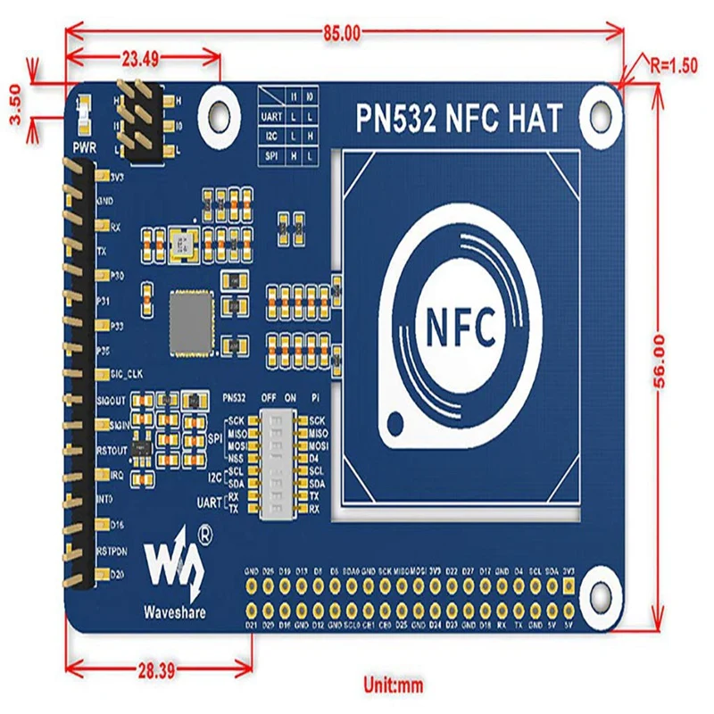 Шапка PN532 NFC для Raspberry Pi поддерживает три интерфейса связи: I2C SPI и UART|Моноподы| |