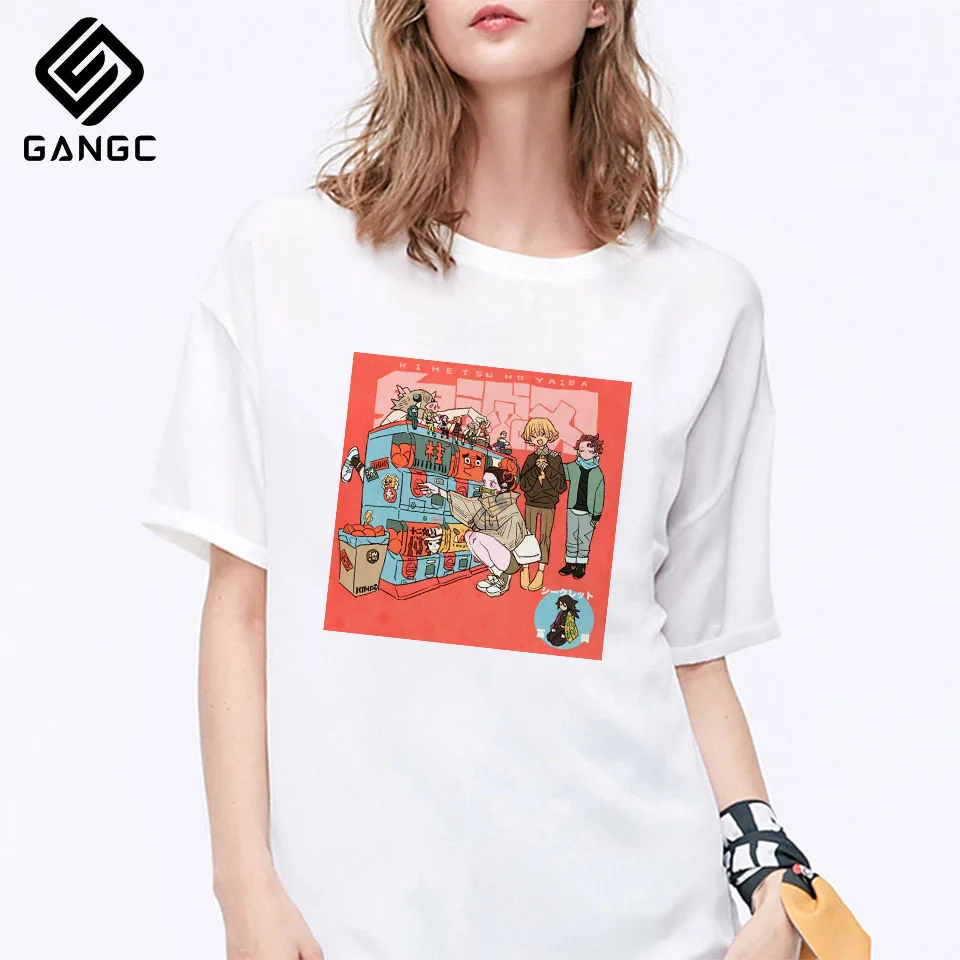 Модная футболка с демоном Slayer женская графическим рисунком Kimetsu No Yaiba уличная в