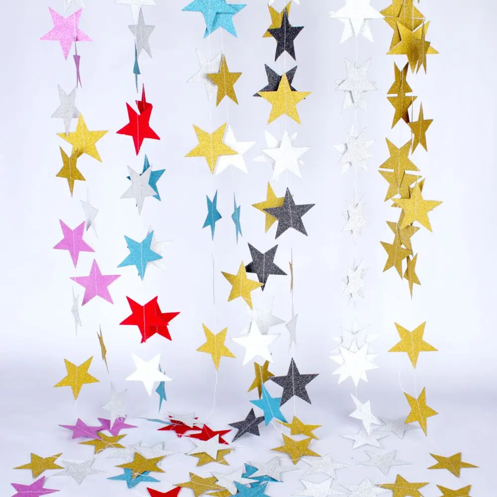 Настенная Бумажная гирлянда со звездами длиной 3 м цепочка лента для дня рождения