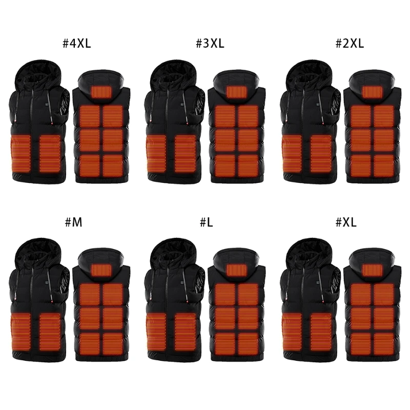 

Continuous Heating Sleeveless Jacket USB Heated Vest for Men Winter Cycling Vest with 9 Heating Areas