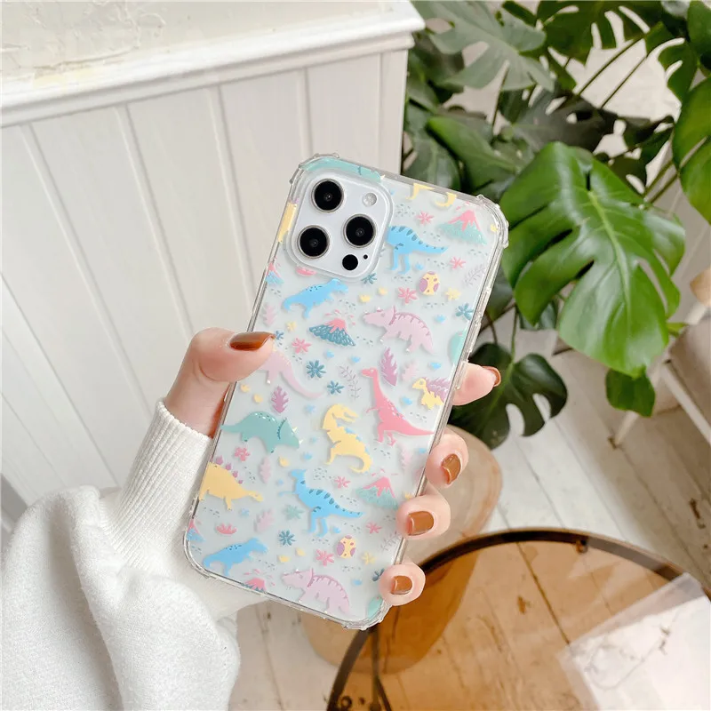 Чехол с милыми динозаврами для телефона Huawei P40 P30 P20 Lite Mate 30 Pro 20 P smart Nova 5t прозрачные