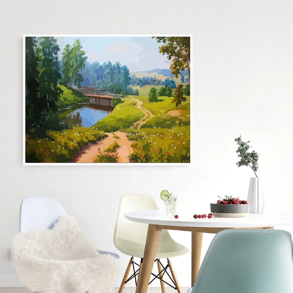 AZQSD Unframe DIY Раскраска по номерам цветы домашний декор акриловая краска масляная ing