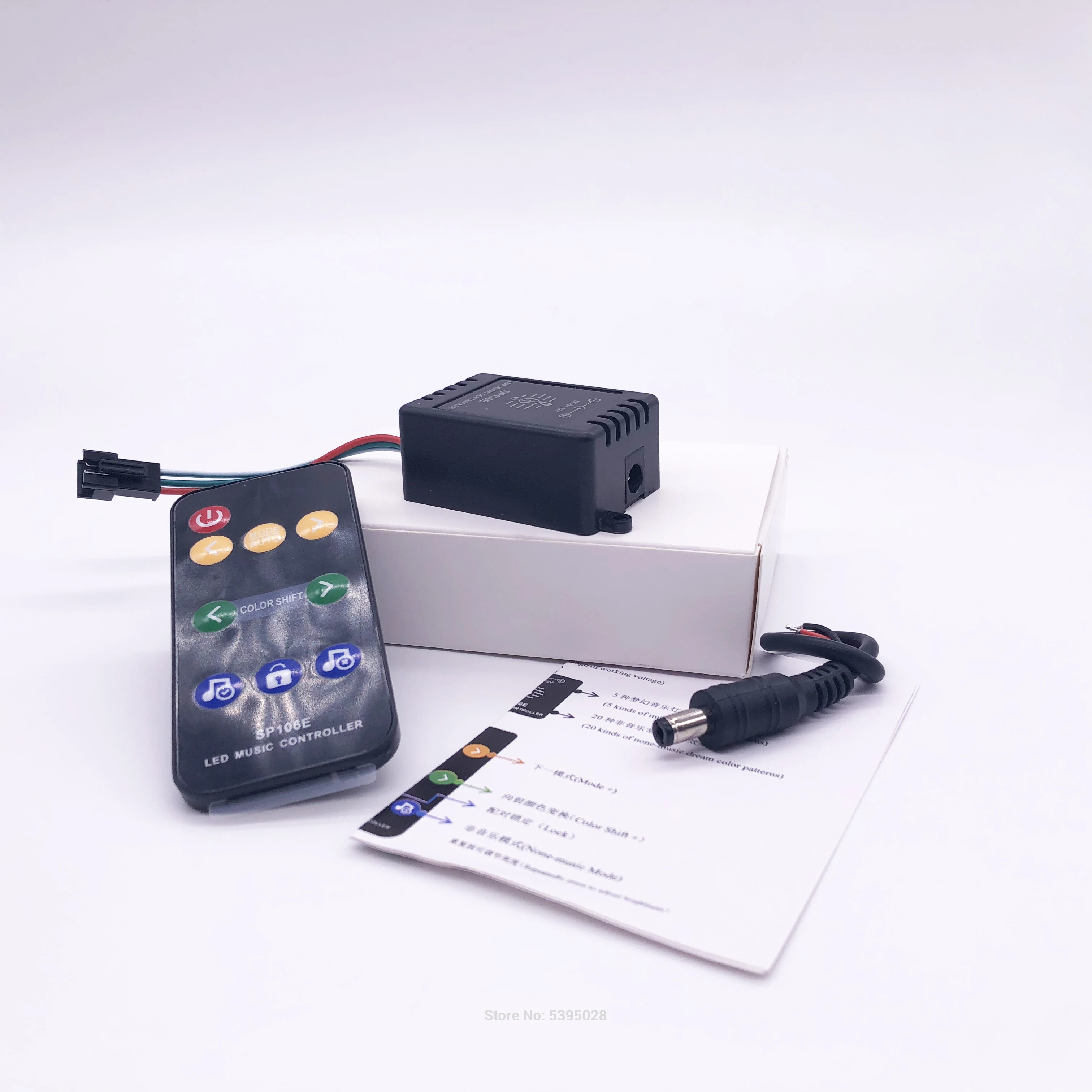 

SP106E Music Controller RF Mini Wireless for WS2812B GS1903 SM1670 3WS2811 SK6812 Led Strip Pixel Lamp RGB DC5v-24v
