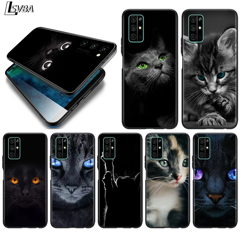 

Silicone Cover Cute Black Cat Eyes for Huawei Honor 30 20S 20 10i 9S 9A 9C 9X 8X 10 9 Lite 8A 7C 7A Pro Phone Case