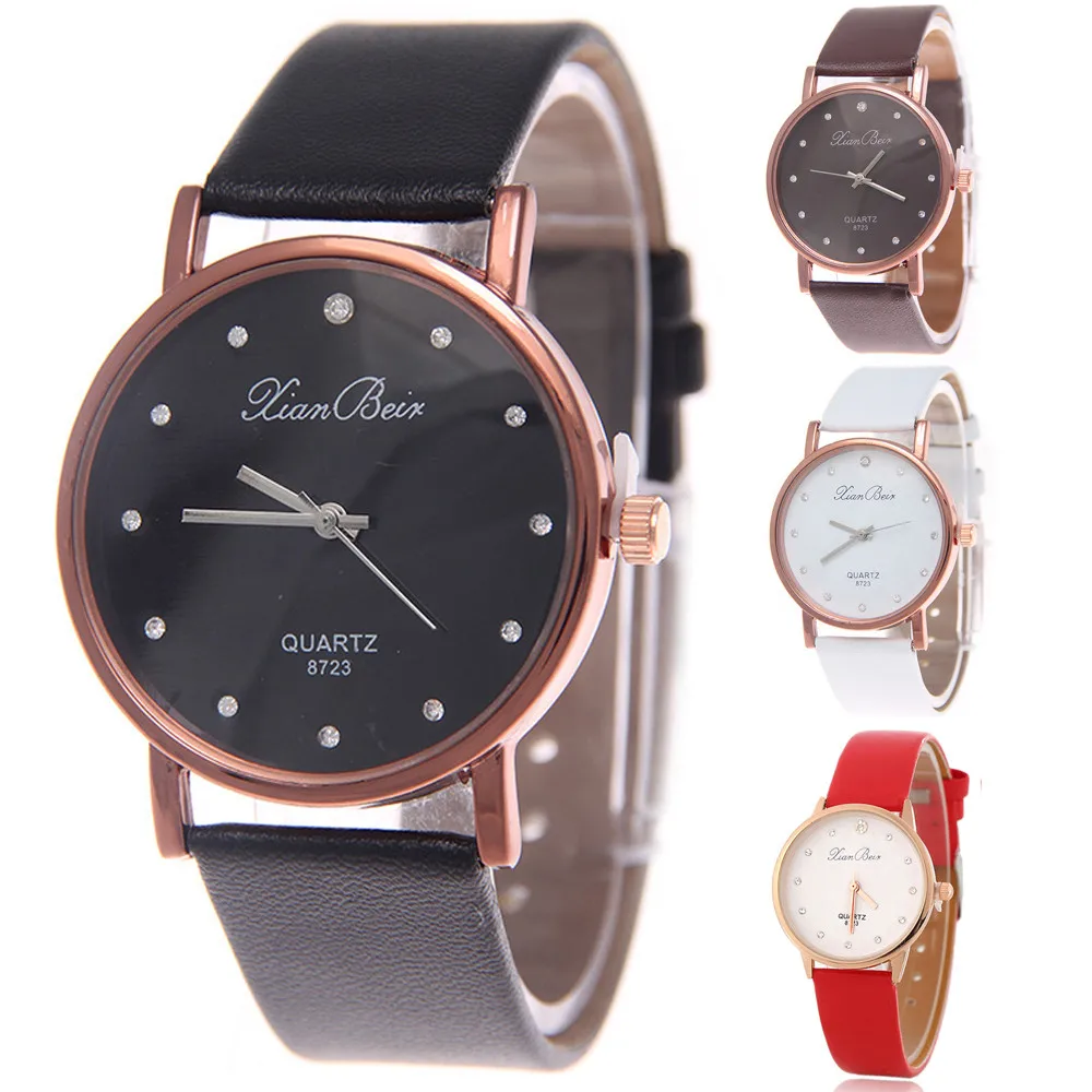 Женские повседневные кварцевые часы с кожаным ремешком аналоговые наручные