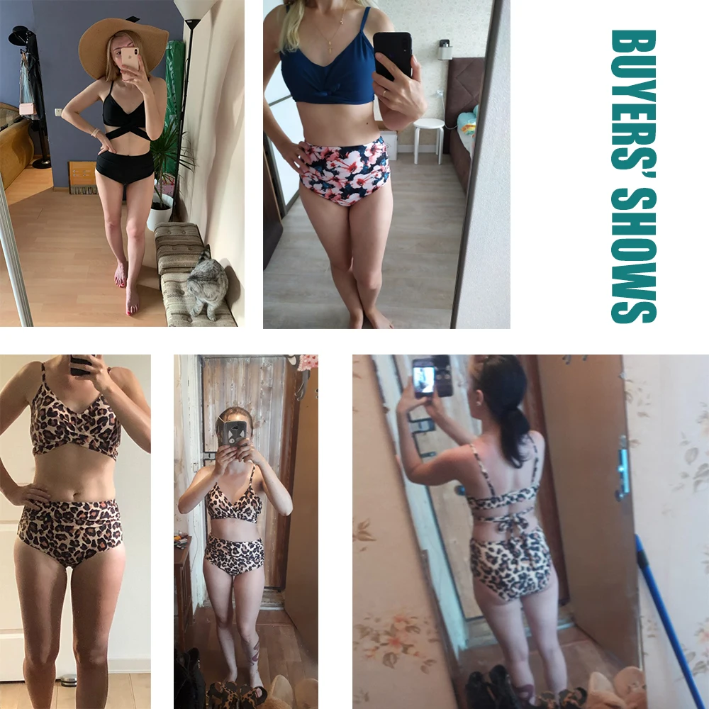 

Leopard Swimsuit Women Snake Print Bikini 2021 Sexy Cross Bandage Bathing Suit High Waist Bikini Set Biquini Push Up Swimwear