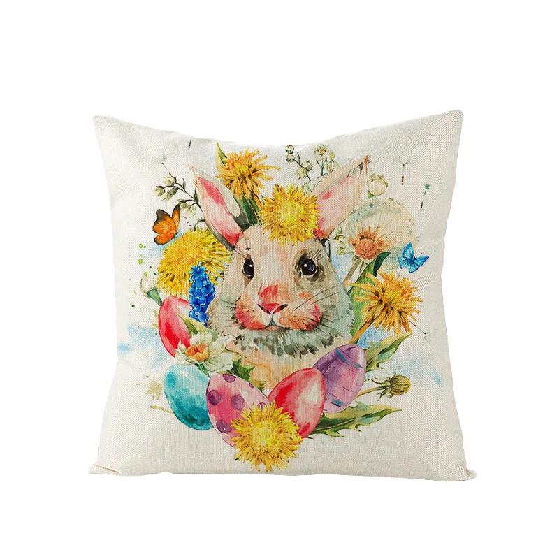 

Pillowcases Cover Home Cushion Cover Printing Watercolor Bunny Easter Pillow Cover Nordic Office Sofa Linen Cushion Cover Pillow