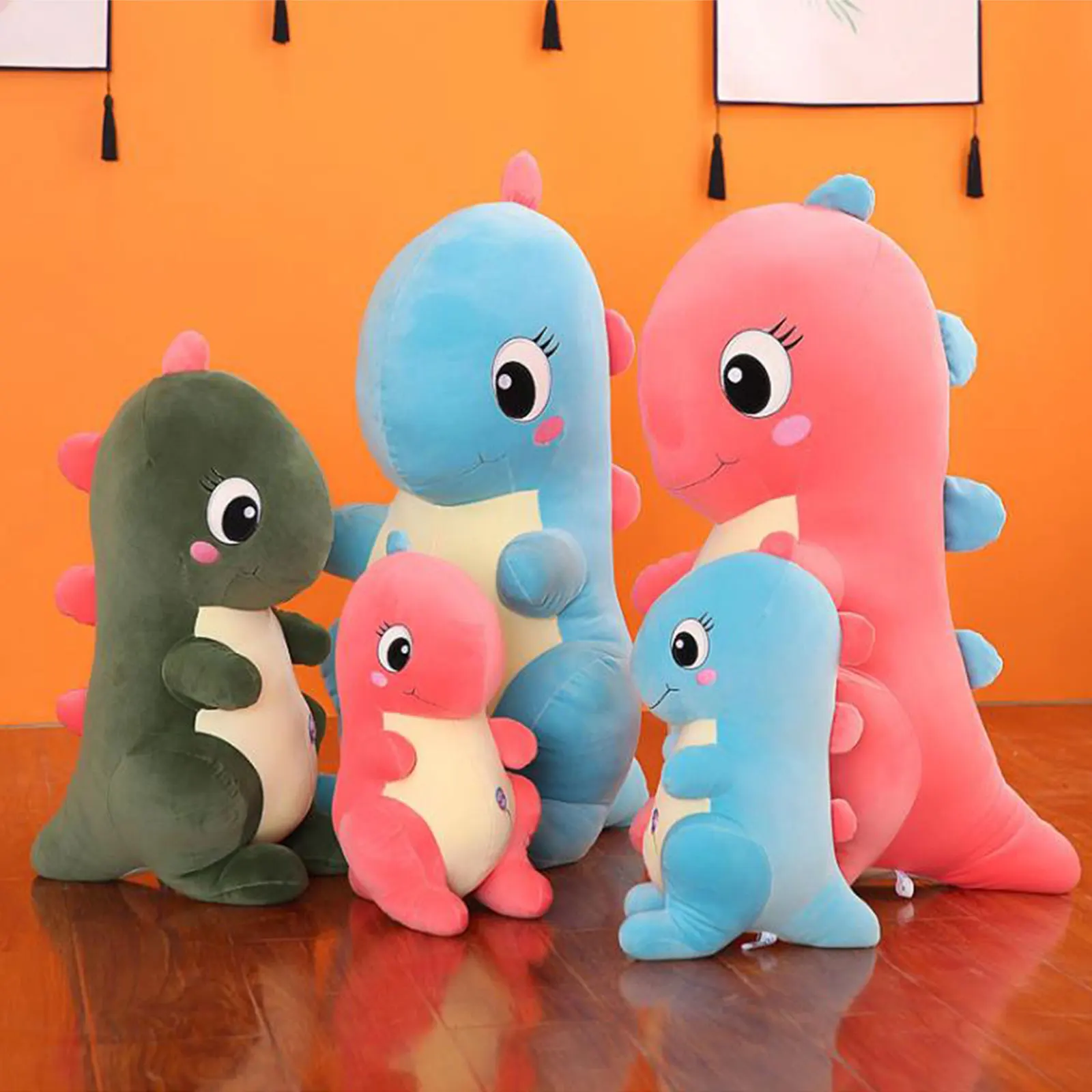 

Stuffed Toys Cartoon Dinosaur Toy Simulation Doll Plush Toy Throw Pillow for Kids Adults, Green/Pink/Blue