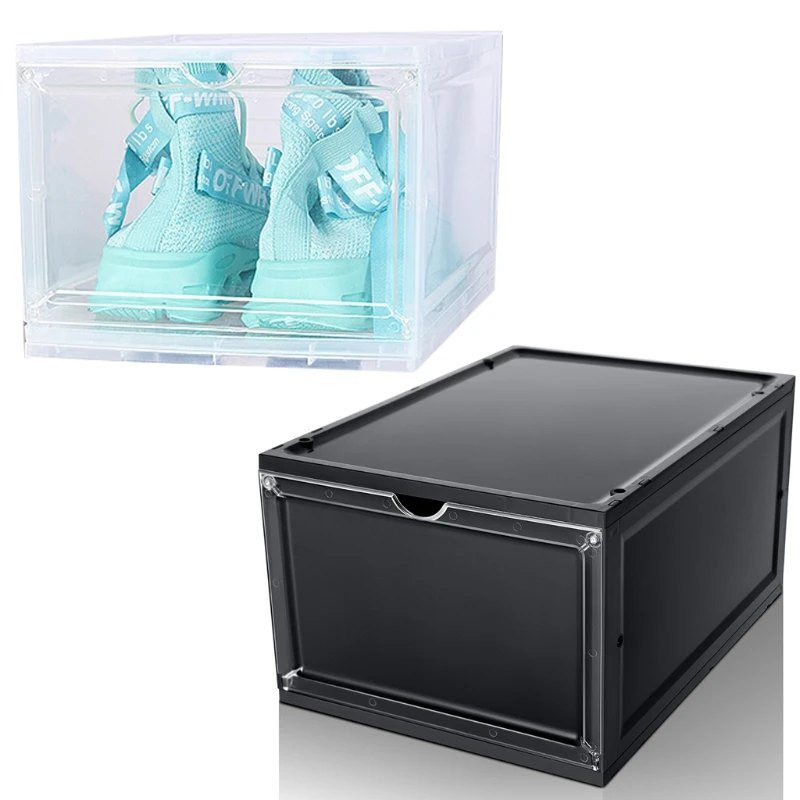 

Clear Plastic Shoe Storage Box Stackable Case Organizer Sneaker Boot Container for Men Women