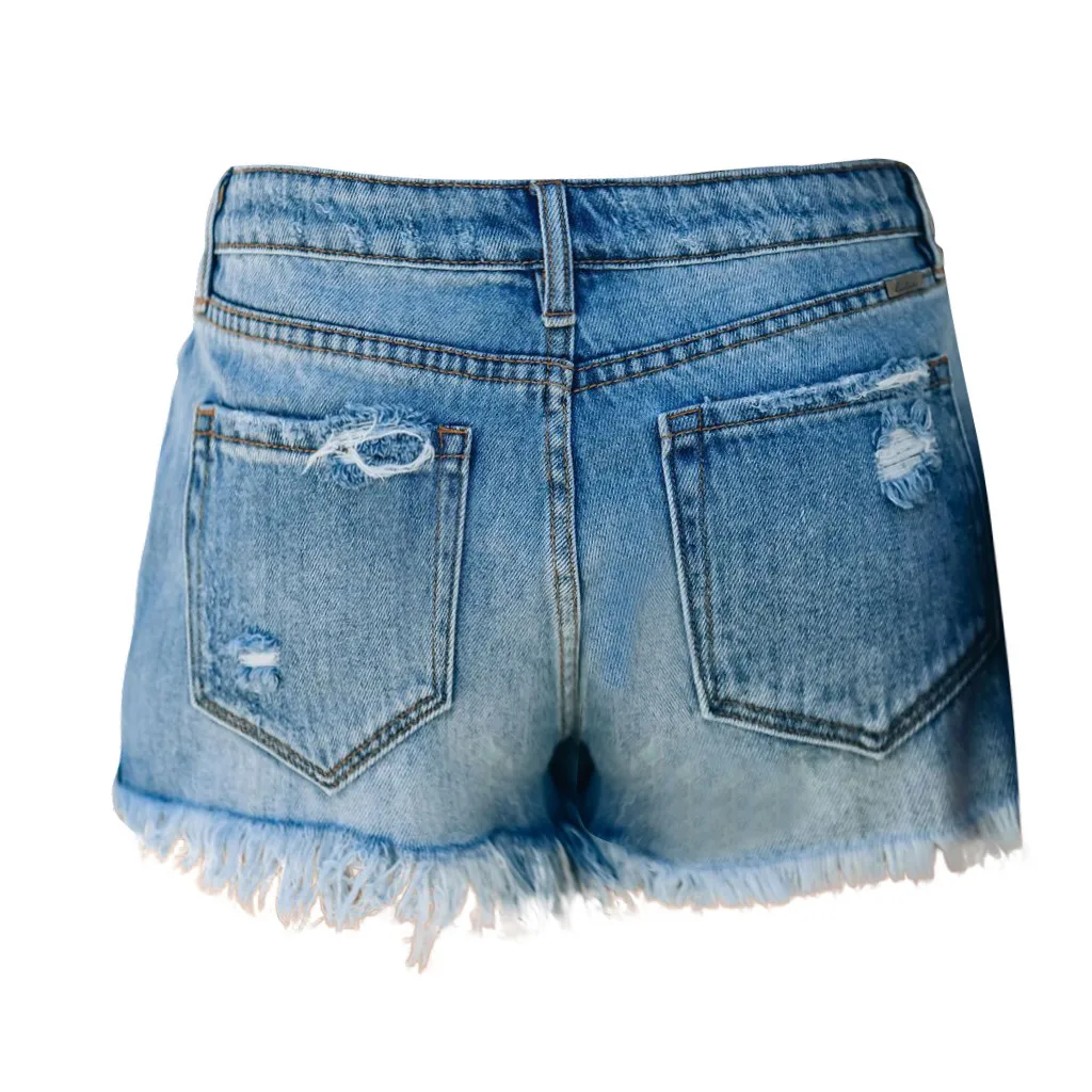 

Women Jean Shorts Fashion Pocket High Waist Short Lady Denim Shorts Female Hole Bottom Casual Shorts New