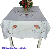 135190cm handmade lace cotton cross stitch tablecloth dining tea table cover cloth kitchen christmas wedding party home decor