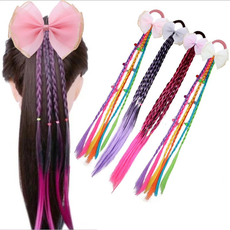 Аксессуары для волос кружевной бант парик веревка девочек длинные хвосты банты