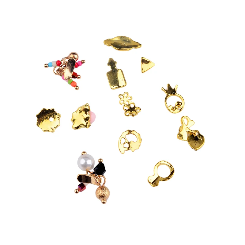 12 шт. металлическая жемчужина для дизайна ногтей Золотая подвеска стразы