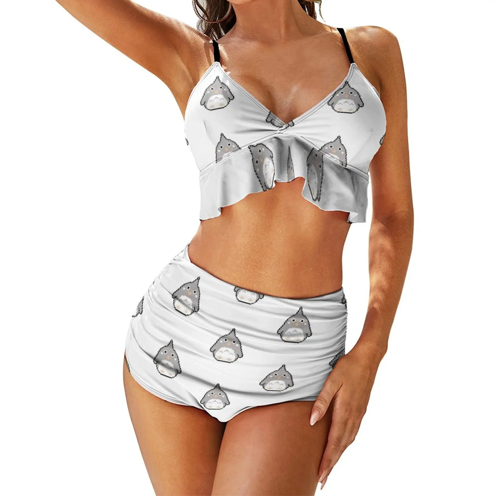 

Totoro Bikini Swimsuit V Neck Wholesale Novelty Swimwear Arena Two Piece Female Bathing Suit
