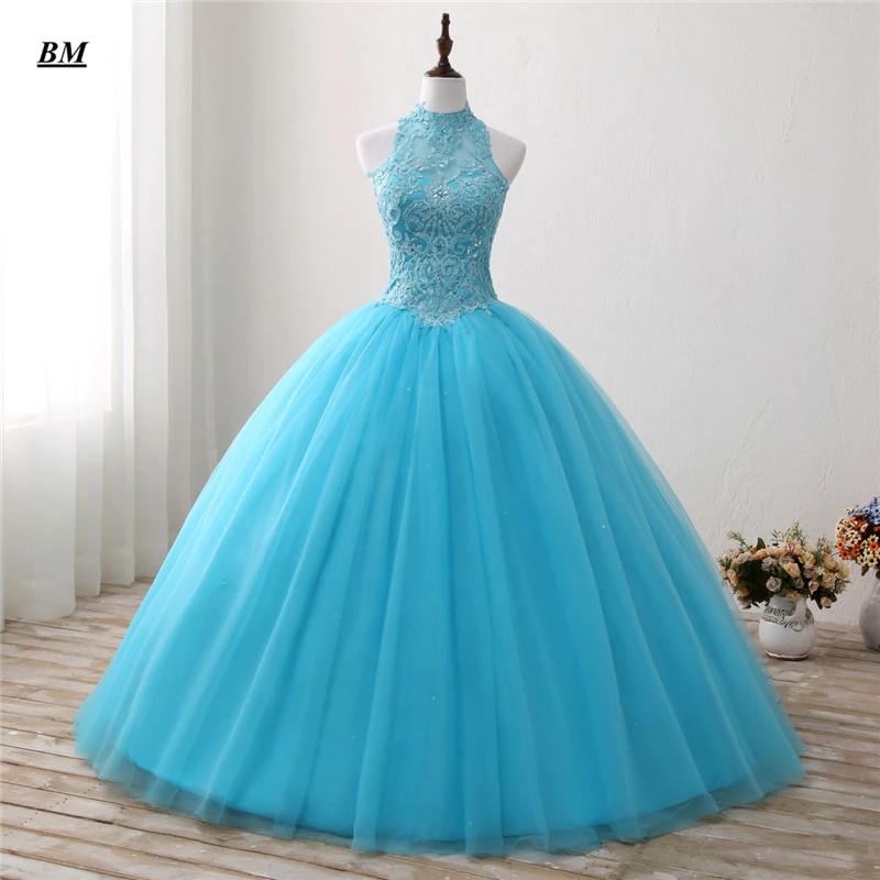 Роскошные Синие платья для Quinceanera 2021 бальное платье с бисером милые ...