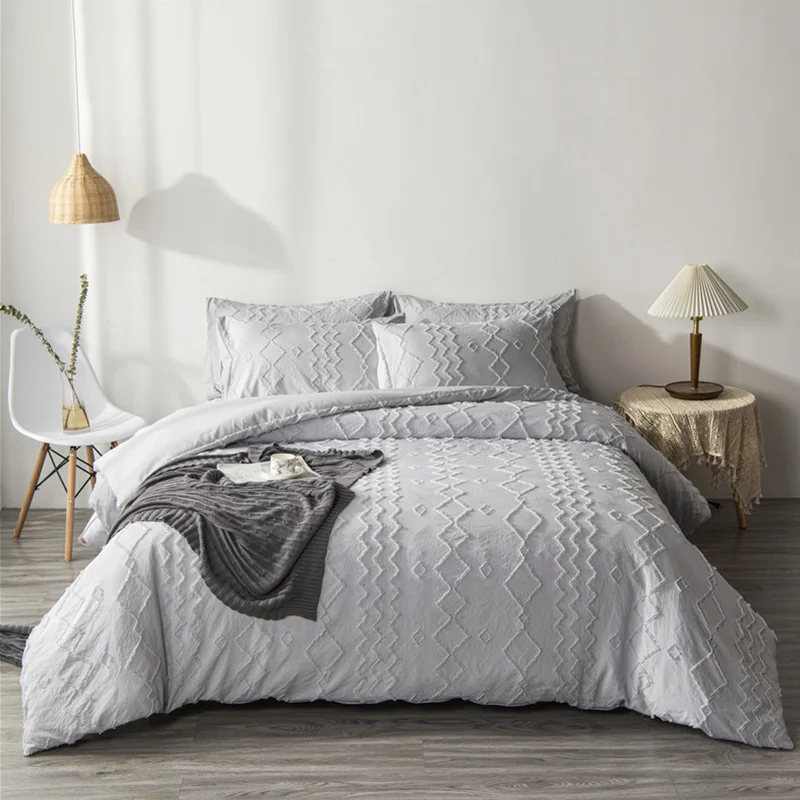 

Solid Bedding Sets 240x220 Cut Floral Modern Simplicity Bed Linens Duvet Cover Set 3pcs Home Hotel Luxury Quilt Covers Bedlinen