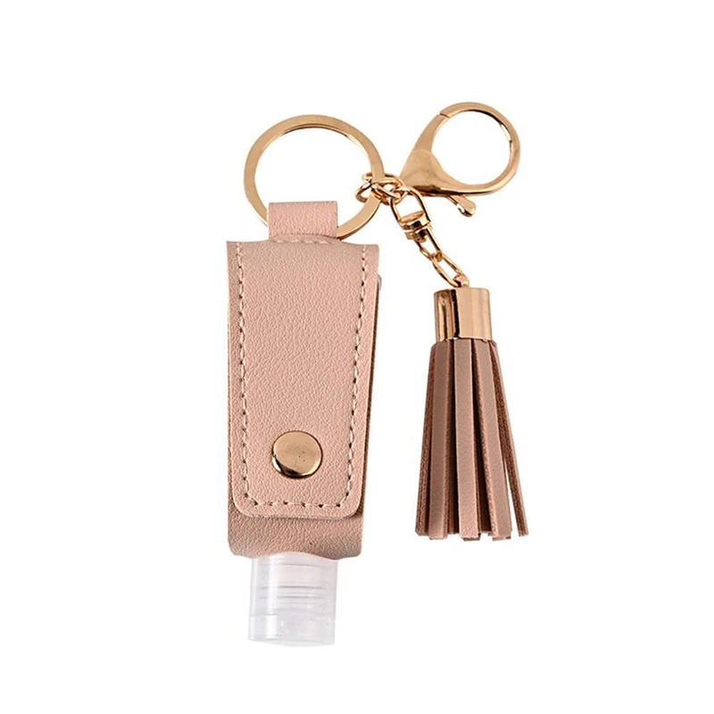 

6Pcs 30Ml Portable Empty Leakproof Plastic Travel Bottle with Tassels Leather Keychain Holder Carriers