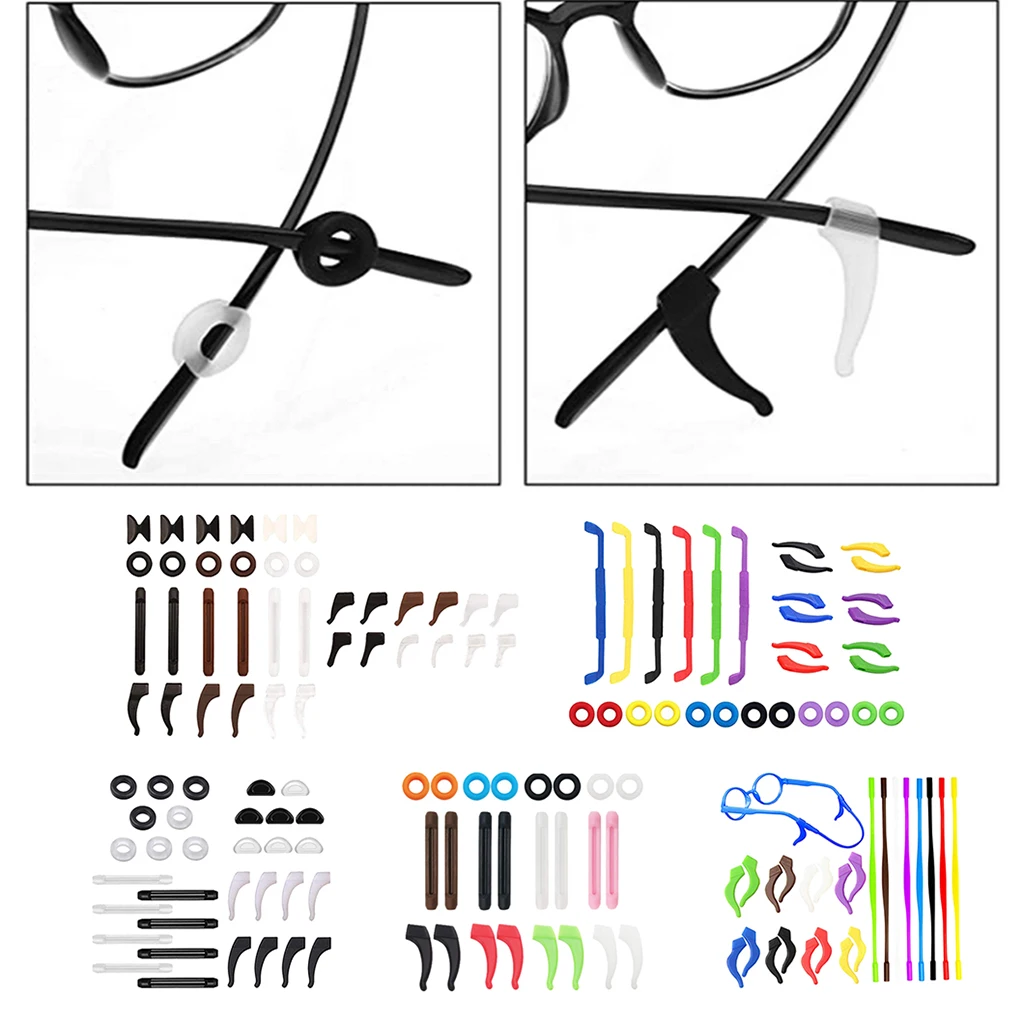 

Universal Eyeglasses Retainers, Silicone Anti-Slip Round Glasses Temple Tips Sleeve Eyewear Retainer Ear Grip Hooks Protectors