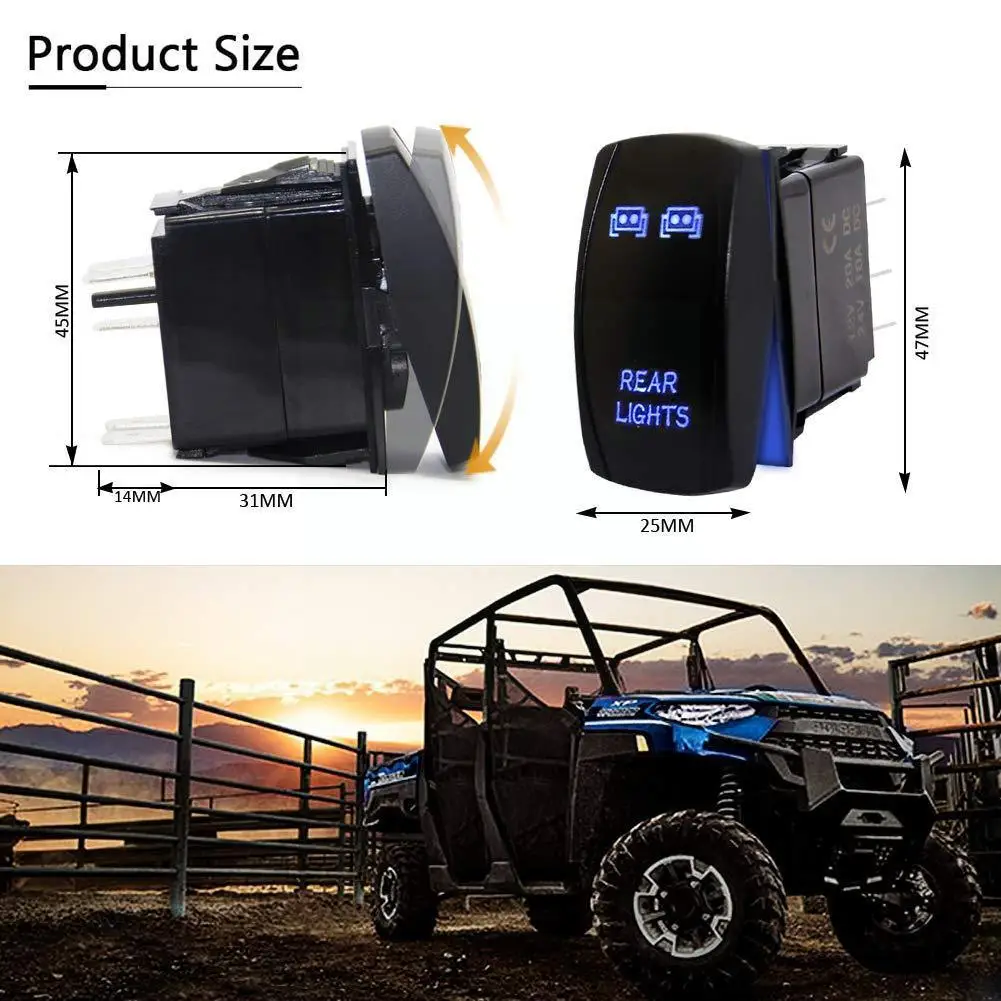

Blue Rocker Switchs 3Pcs Include Rear Lights & LED bar & Can-Am Panel Charger On/Off Light USB ATV Polaris Power Dual For U A8S9