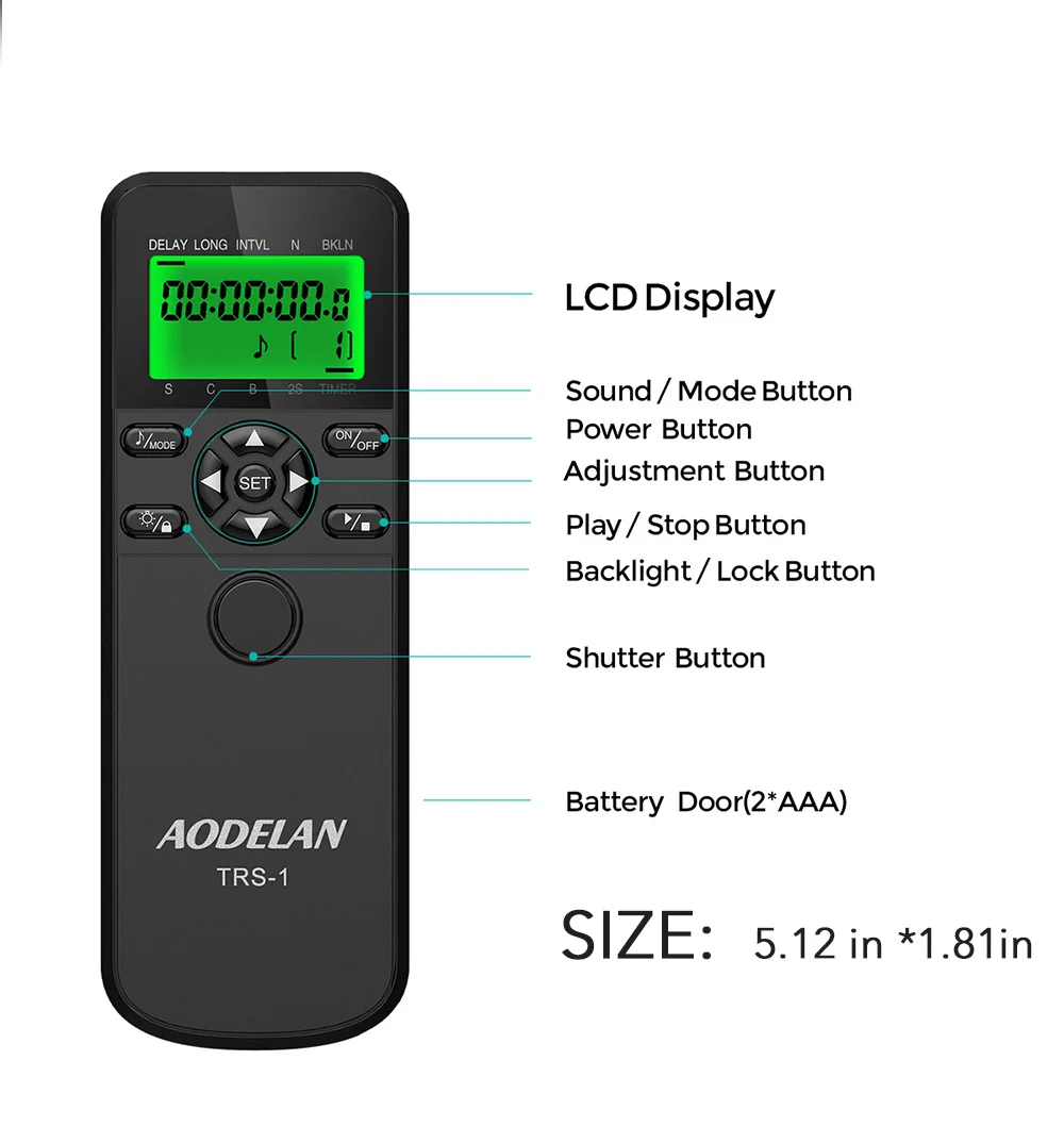 Пульт дистанционного управления с интервалометром AODELAN DMW-RSL1 для Panasonic GH5 GH4 S5 S1 S1R S1H GX8 GX7 FZ300 FZ1000 FZ200 FZ150 FZ100 (art.: 3a39b4bf510) - 3a39b4bf510