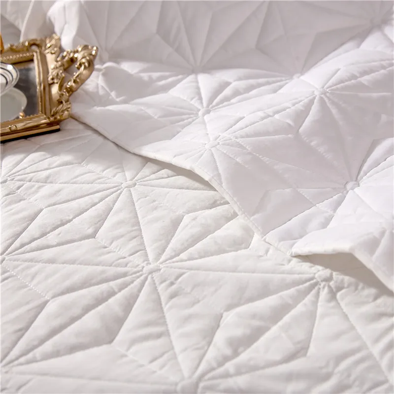 New 1pc 245x245cm and 245x265cm gray white cotton Bedspread and 2pcs pillowcase blanket Duvet Quilt bed cover