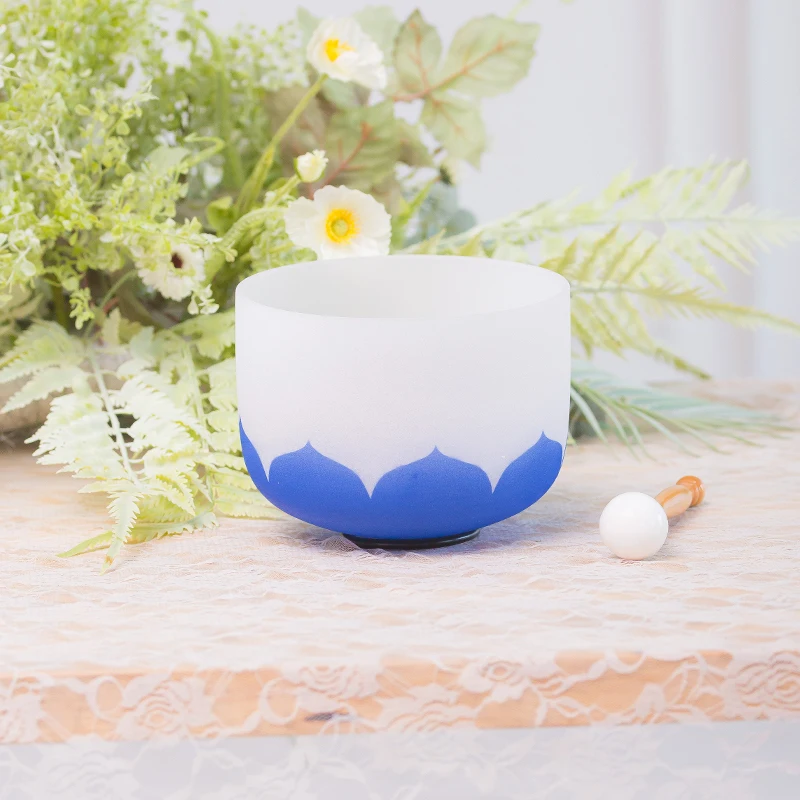 Поющая чакра 8 дюймов с тремя глазами индиго лотос кварцевый кристалл чаша | Спорт