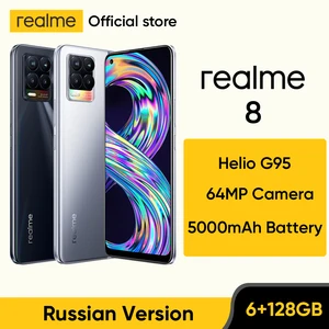 newest realme 8 6gb ram 128gb rom mobile phone helio g95 octa core 6 44 amoled display 64mp quad camera smartphone 30w charge free global shipping