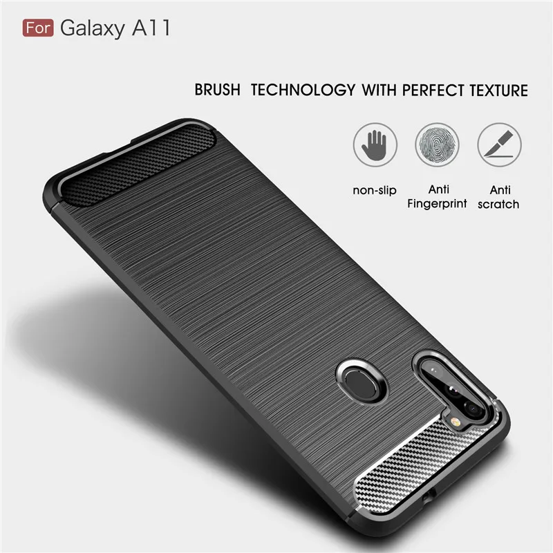 Soft Carbon Fiber Case For Samsung Galaxy M11 A11 Case Protective Housings Phone Bumper For Samsung M11 A11 Cover Funda 6.4''