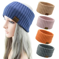 2022 new winter outdoor warm knitting headbands man women for fashion solid color warm stretch wide side turban thick hairband
