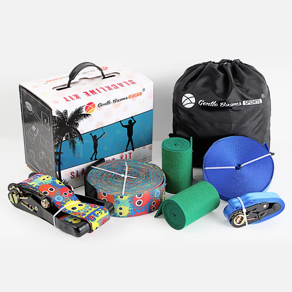 

15M Outdoor Extreme Sports Slackline Ratchet Tie Straps Set-15 Ft-1500 Lb Rope Fitness Improve Balance Camping Lanyard