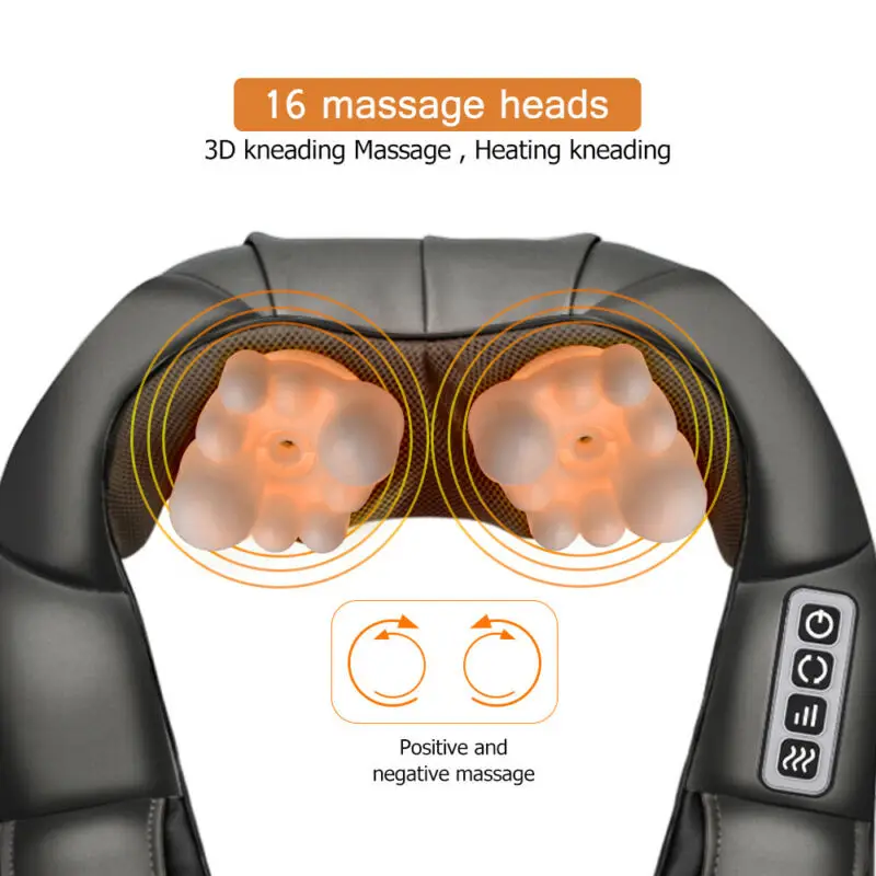 Электрический массаж шеи Shiatsu инфракрасная плечевой шейный боли U Форма