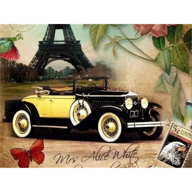 

Алмазная вышивка 5D, пейзаж, «сделай сам», алмазная живопись, Классические автомобили, полноразмерная мозаика, картина стразы, украшение для ...