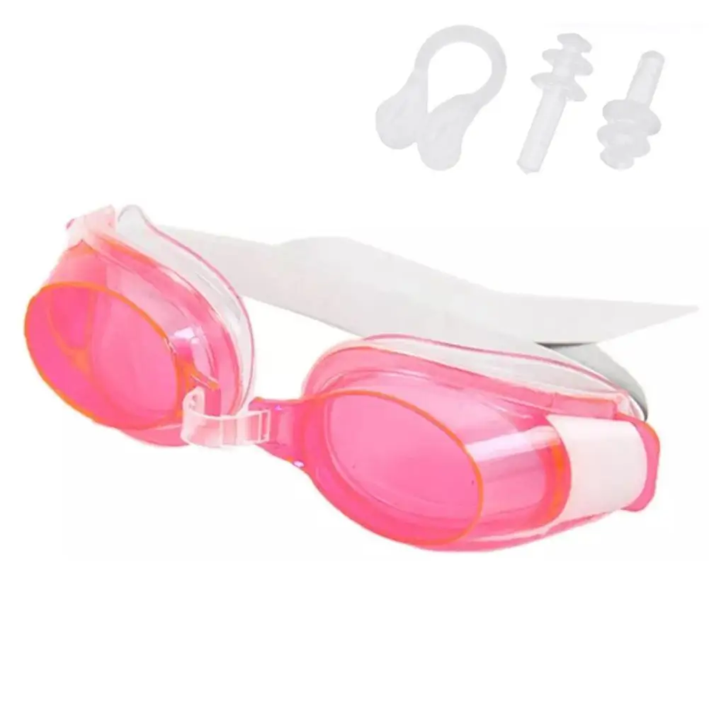 

Women Men Adult Waterproof Anti Fog Swimming Goggles Plug UV Glasses Set Ear View With Nose Clip Adjustable Wide Swimming goggle