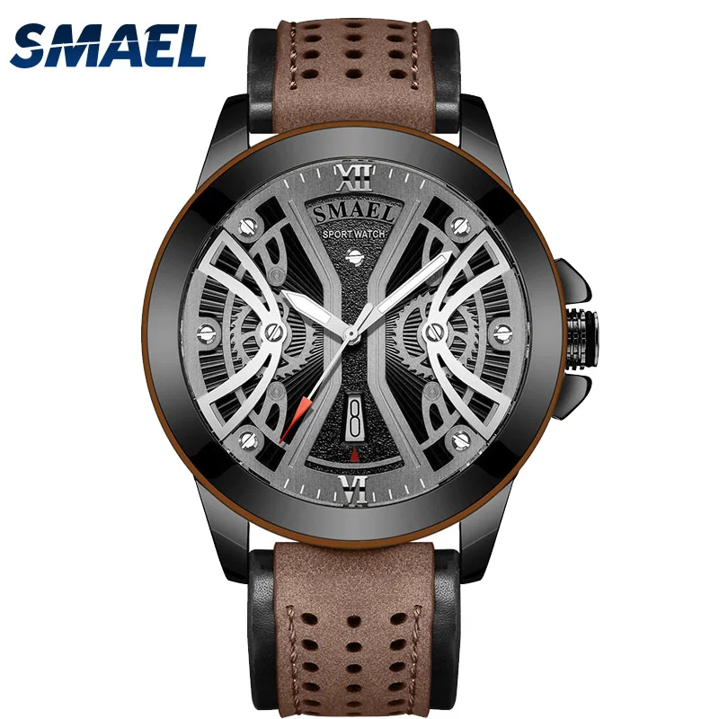 

SMAEL Top Brand Men Watch Luxury Business Leather Wristwatch Waterproof Quartz Analog Watch Casual Men's Watches Reloj Hombre