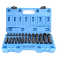 26 pcs impact socket set 38 inch crv steel deep and standard socket 6 point rugged construction metric 9mm to 30mm