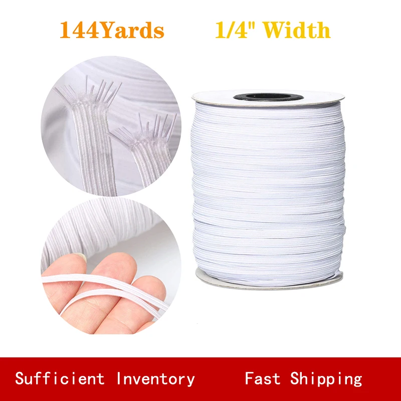 144 ярдов 6 мм эластичная лента белый черный нейлоновый резиновый шнур оплетка