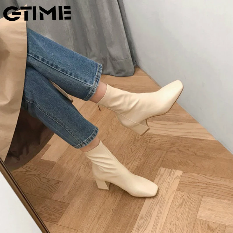 

Martin Boots Female British Style 2021 Spring and Autumn Single Boots Square Toe Thick Heel Net Red Thin High Heels #SJPAE-689