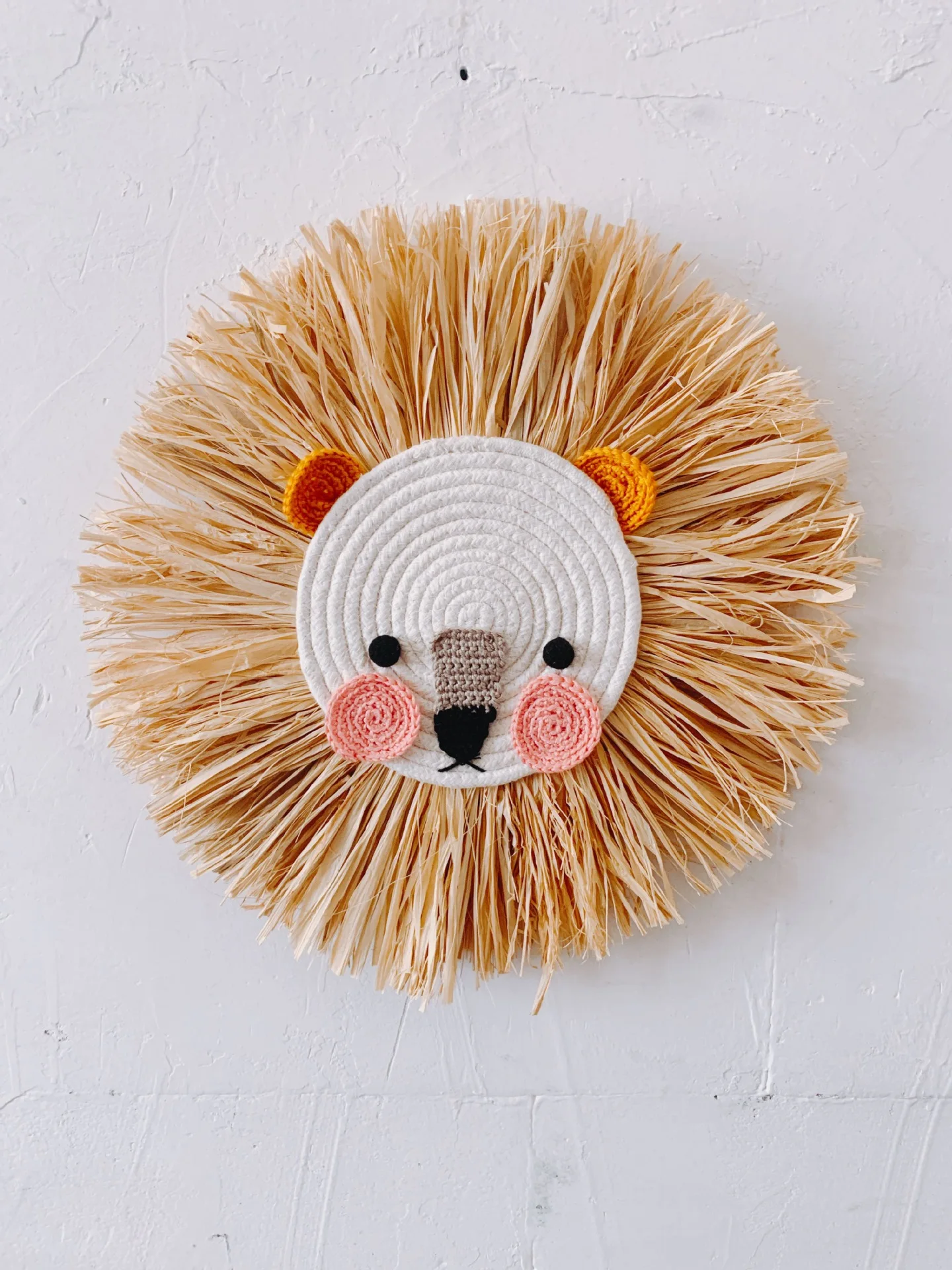 

Children's Room Decoration Ins Woven Cartoon Trumpet Lion Tiger Scarecrow Home Wall Hanging Children's Clothing Shop Props