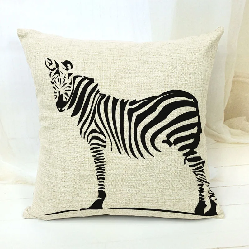 Наволочки для подушки в черно бежевую полоску из хлопка с принтом зебры Almofadas 45x45