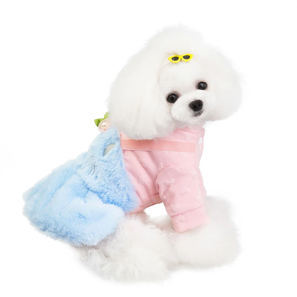 1 шт. Домашний питомец собака одежда зима теплая платье с шляпой рубашка