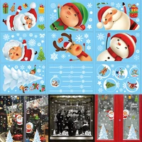 merry christmas wall stickers santa claus deer glass window xmas static sticker 2022 new year decals home decoration pvc film