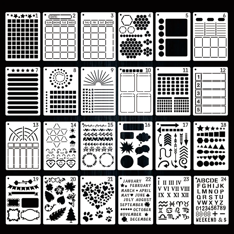 24 шт. пластиковые пули трафареты для краски письма изготовление открыток Сделай