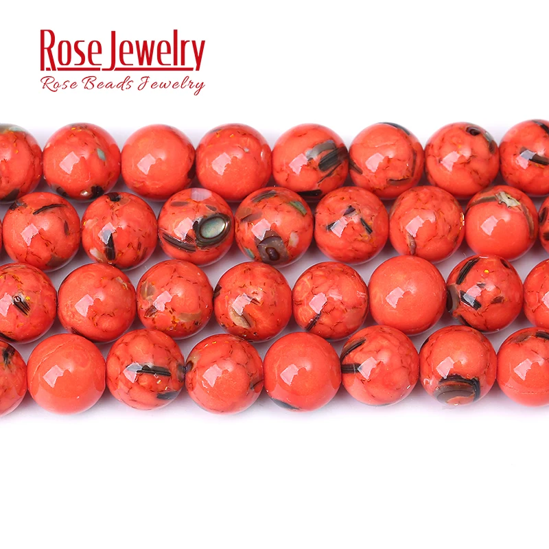 

Natural Orange Shell Howlite Stone Round Beads for Jewelry Making 4-12 mm Turquoises Spacer Beads Diy Handmade Jewelry 15"