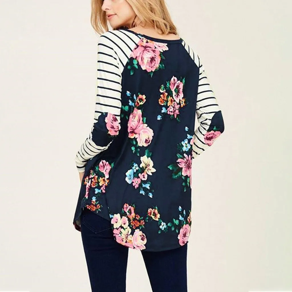 Женская блузка с длинным рукавом для беременных цветочный полосатый топ